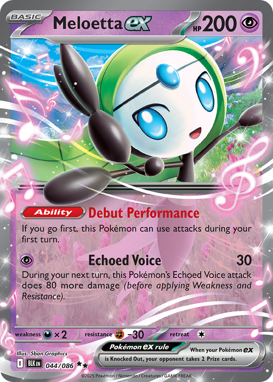 Meloetta ex 44/86 Double Rare | Black Bolt | Pokemon Card