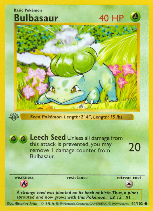 Bulbasaur 44/102 Common | Base | Pokemon Card