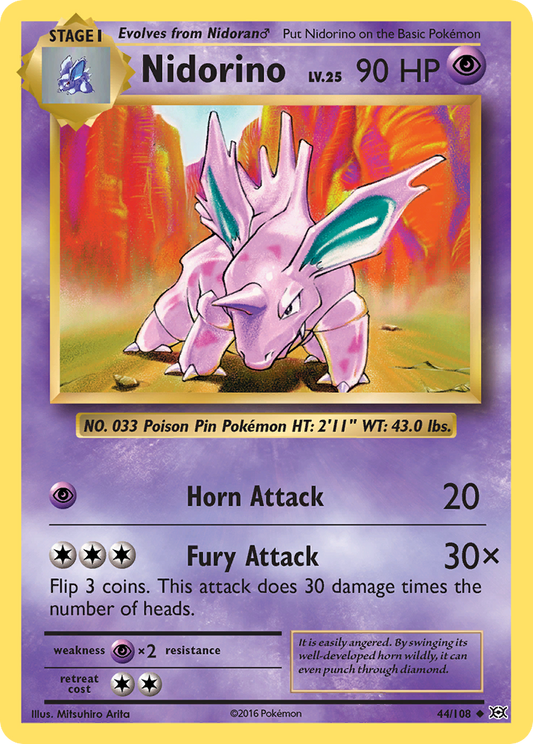 Nidorino 44/108 Uncommon | Evolutions | Pokemon Card