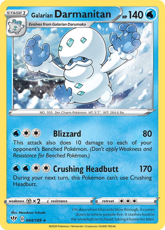 Galarian Darmanitan 44/189 Rare | Darkness Ablaze | Pokemon Card