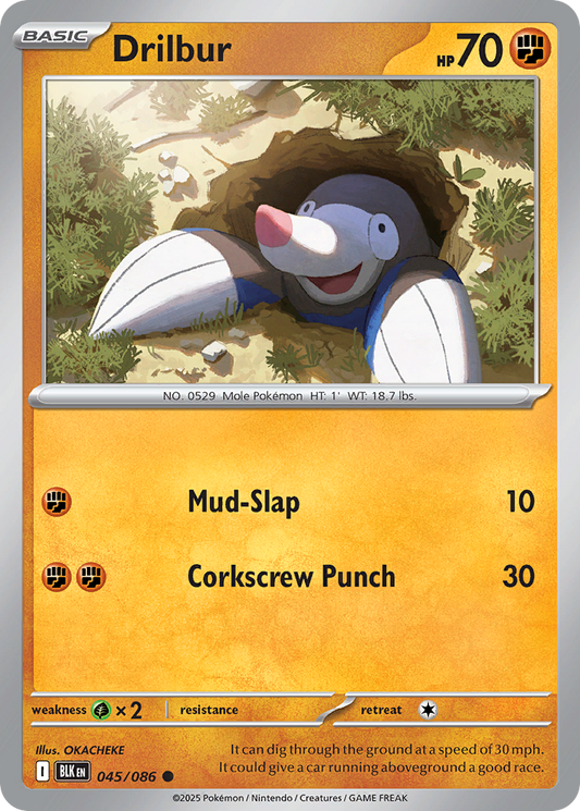 Drilbur 45/86 Common | Black Bolt | Pokemon Card