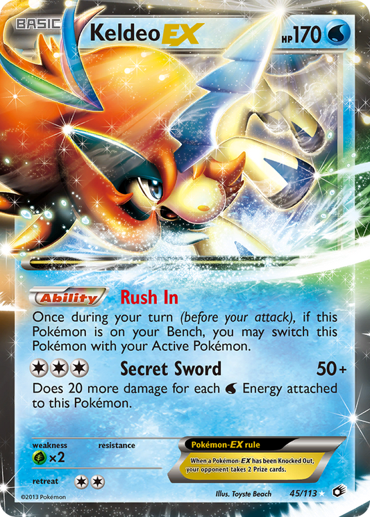 Keldeo-EX 45/113 Rare Holo EX | Legendary Treasures | Pokemon Card
