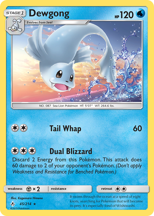 Dewgong 45/214 Rare | Unbroken Bonds | Pokemon Card