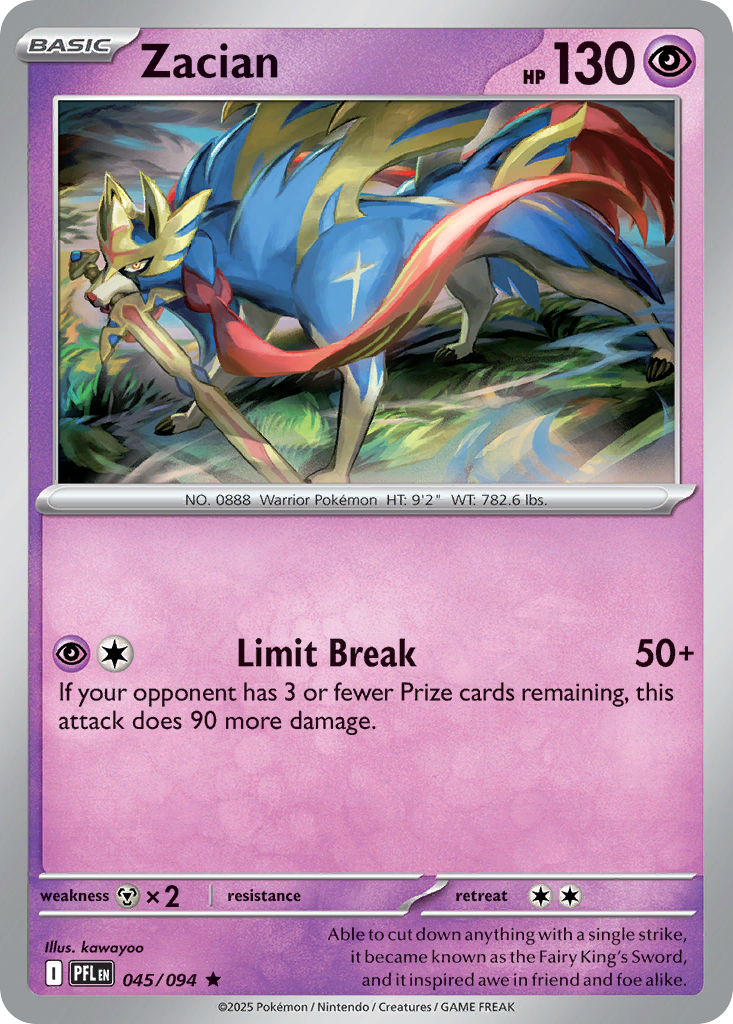 Zacian 45/94 Rare Holo | Phantasmal Flames | Pokemon Card