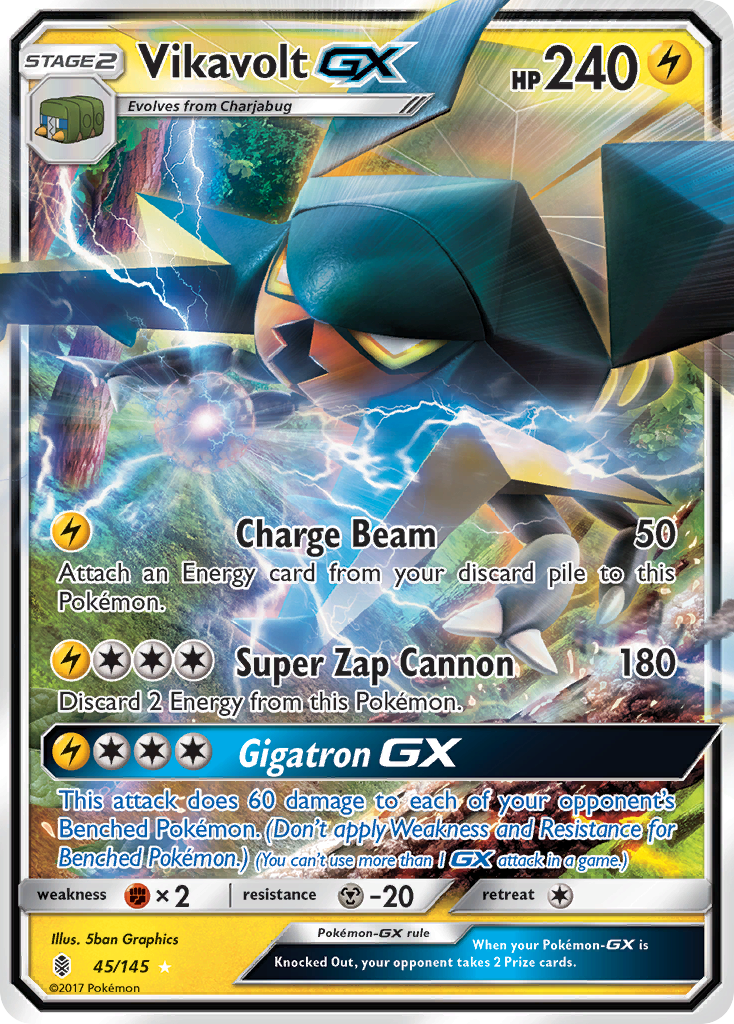 Vikavolt-GX 45/145 Rare Holo GX | Guardians Rising | Pokemon Card