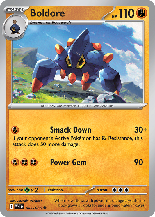 Boldore 47/86 Common | White Flare | Pokemon Card