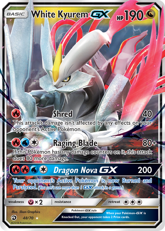 White Kyurem-GX 48/70 Rare Holo GX | Dragon Majesty | Pokemon Card