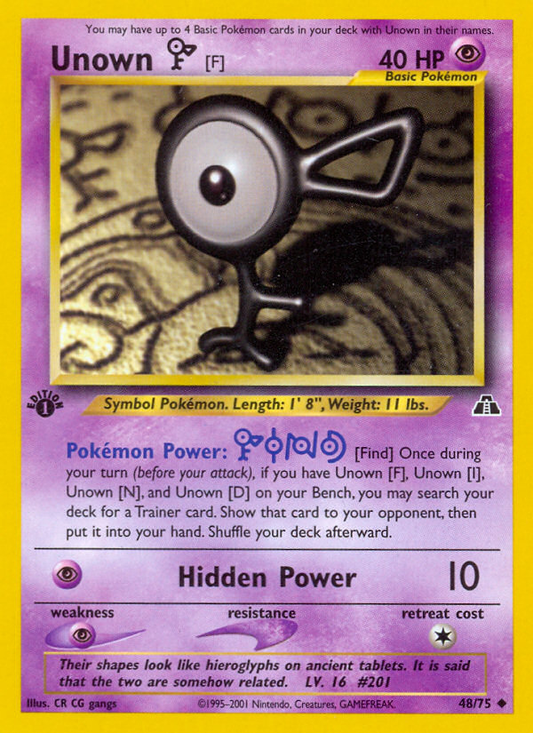 Unown [F] 48/75 Uncommon | Neo Discovery | Pokemon Card