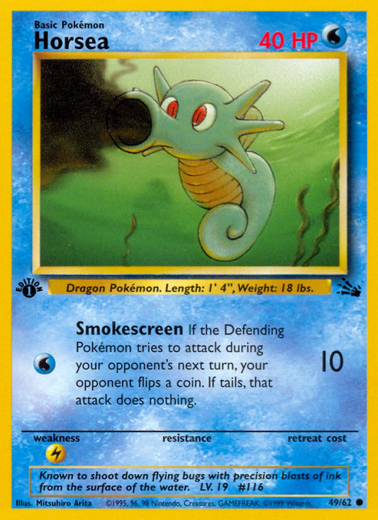 Horsea 49/62 Common | Fossil | Pokemon Card