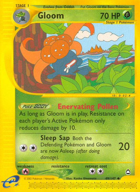Gloom 49/147 Uncommon | Aquapolis | Pokemon Card