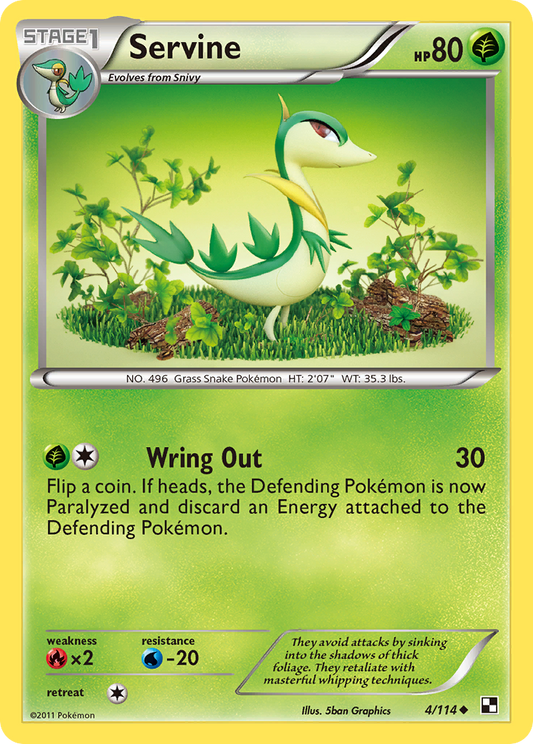 Servine 4/114 Uncommon | Black & White | Pokemon Card