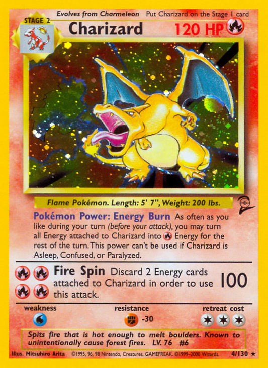 Charizard 4/130 Rare Holo | Base Set 2 | Pokemon Card