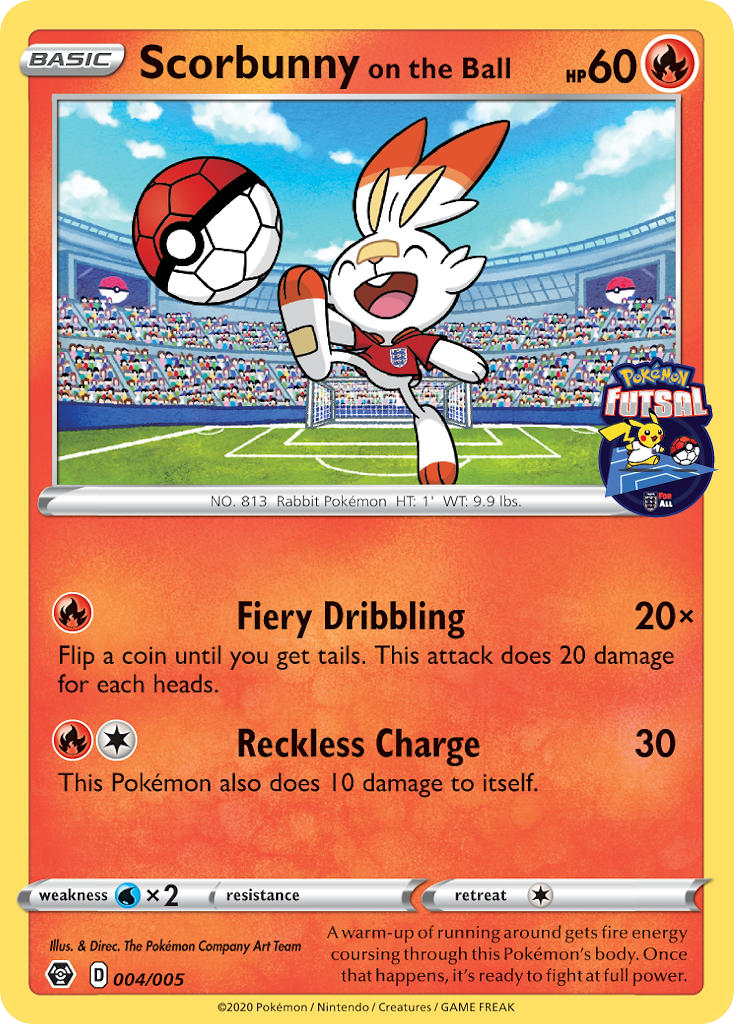 Scorbunny on the Ball 4/5  | Pokémon Futsal Collection | Pokemon Card