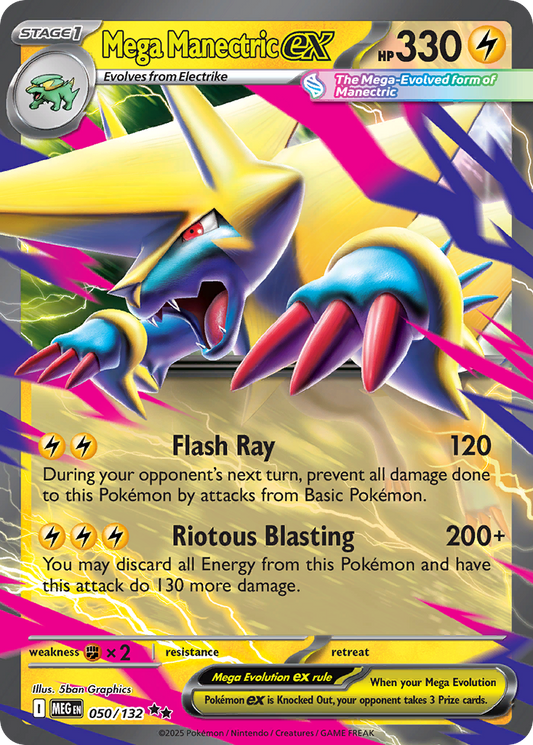 Mega Manectric ex 50/132 Double Rare | Mega Evolution | Pokemon Card
