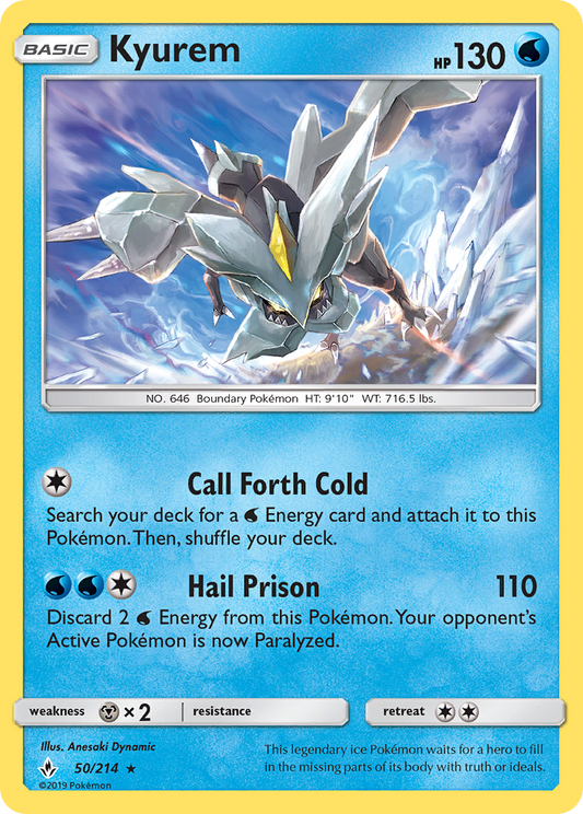 Kyurem 50/214 Rare Holo | Unbroken Bonds | Pokemon Card