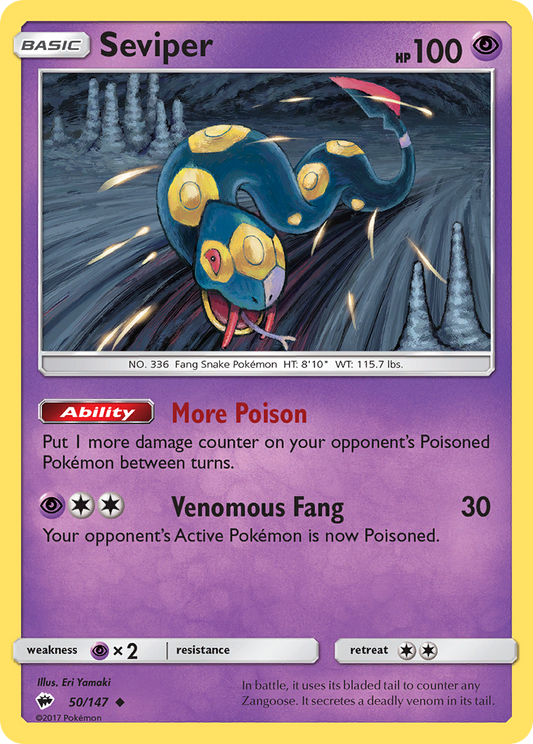 Seviper 50/147 Uncommon | Burning Shadows | Pokemon Card