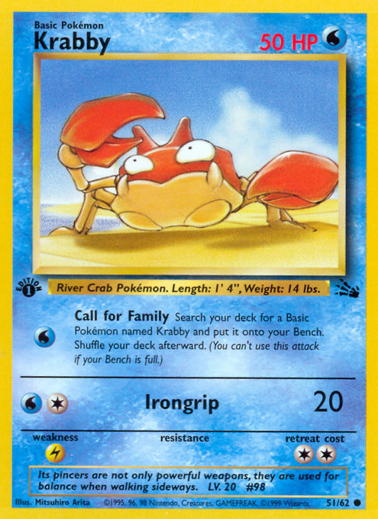 Krabby 51/62 Common | Fossil | Pokemon Card