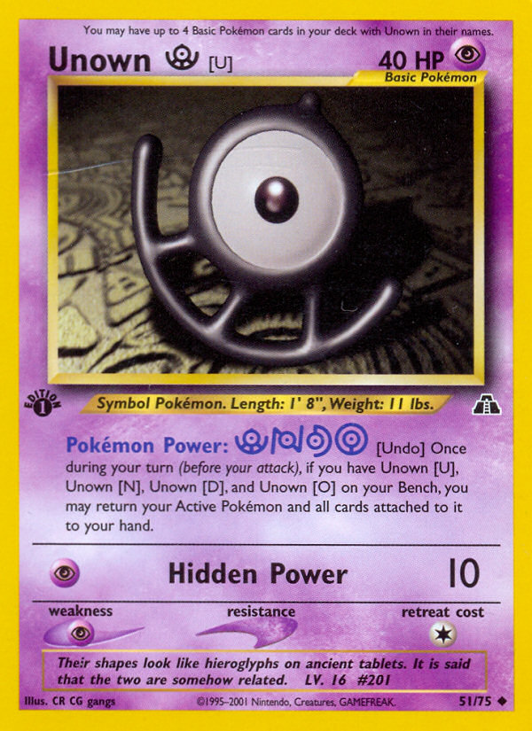 Unown [U] 51/75 Uncommon | Neo Discovery | Pokemon Card