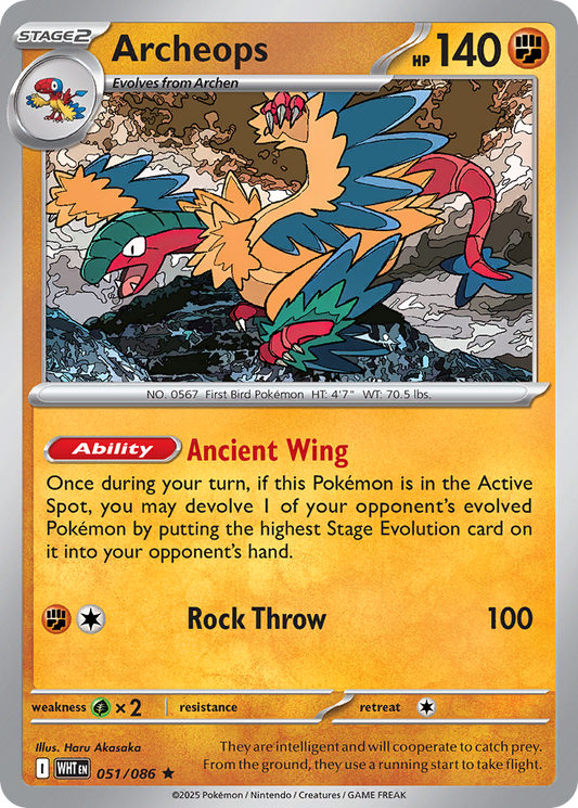 Archeops 51/86 Rare | White Flare | Pokemon Card