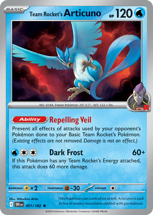 Team Rocket's Articuno 51/182 Rare | Destined Rivals | Pokemon Card