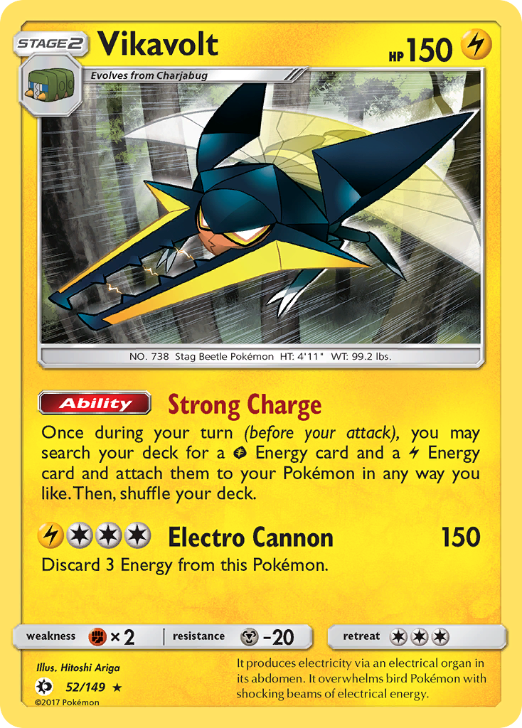 Vikavolt 52/149 Rare Holo | Sun & Moon | Pokemon Card