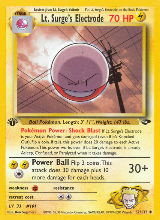 Lt. Surge's Electrode 52/132 Uncommon | Gym Challenge | Pokemon Card