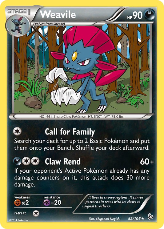 Weavile 52/106 Rare | Flashfire | Pokemon Card