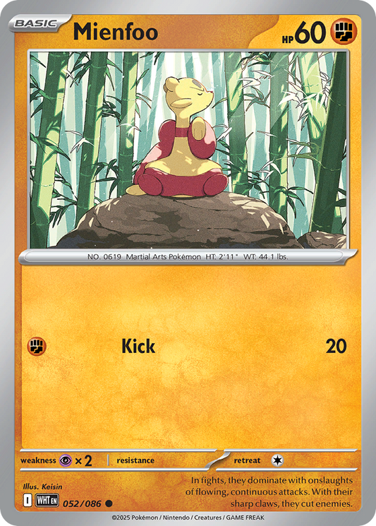 Mienfoo 52/86 Common | White Flare | Pokemon Card