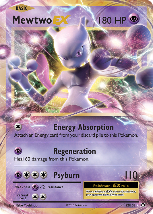 Mewtwo-EX 52/108 Rare Holo EX | Evolutions | Pokemon Card