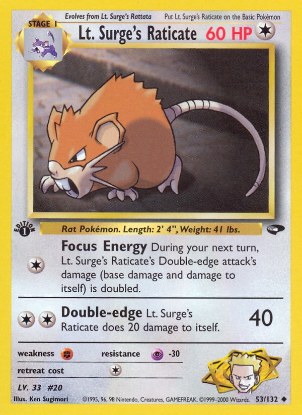 Lt. Surge's Raticate 53/132 Uncommon | Gym Challenge | Pokemon Card