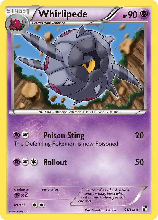 Whirlipede 53/114 Uncommon | Black & White | Pokemon Card