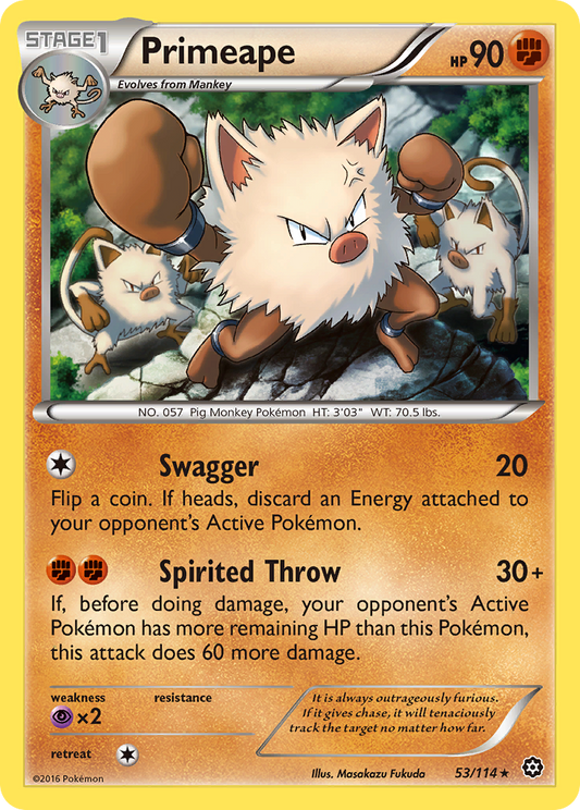 Primeape 53/114 Rare | Steam Siege | Pokemon Card
