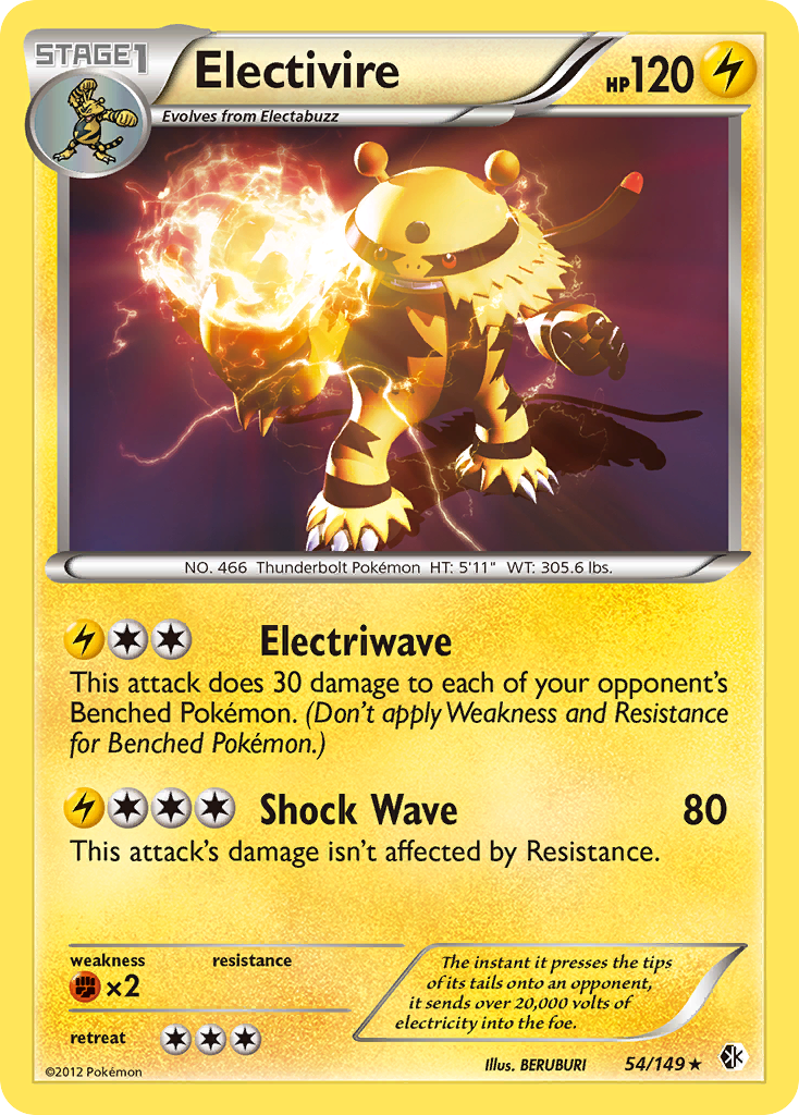 Electivire 54/149 Rare Holo | Boundaries Crossed | Pokemon Card