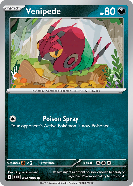 Venipede 54/86 Common | Black Bolt | Pokemon Card