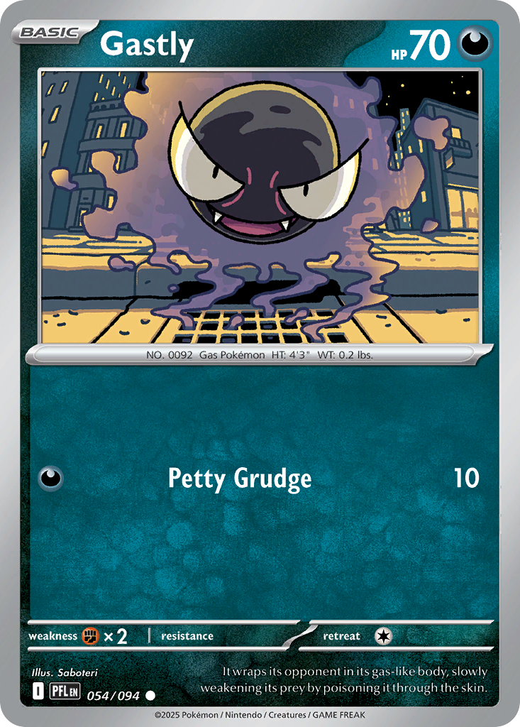 Gastly 54/94 Common | Phantasmal Flames | Pokemon Card