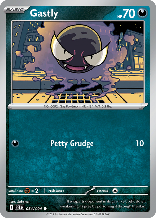 Gastly 54/94 Common | Phantasmal Flames | Pokemon Card