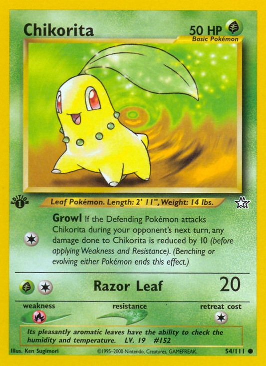 Chikorita 54/111 Common | Neo Genesis | Pokemon Card