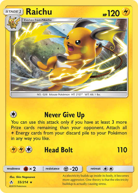 Raichu 55/214 Rare | Unbroken Bonds | Pokemon Card