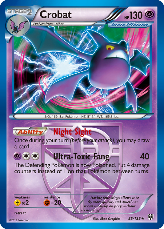 Crobat 55/135 Rare Holo | Plasma Storm | Pokemon Card