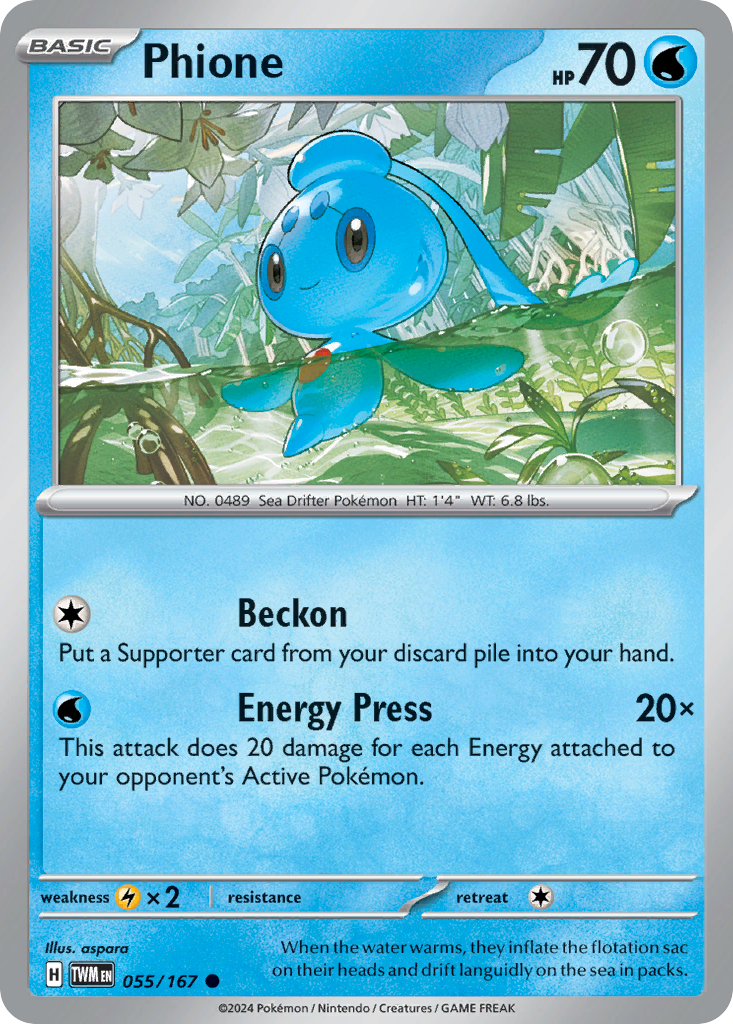 Phione 55/167 Common | Twilight Masquerade | Pokemon Card