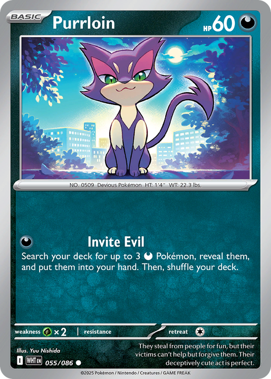 Purrloin 55/86 Common | White Flare | Pokemon Card