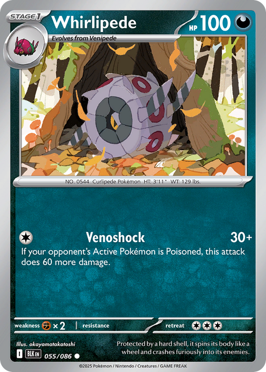 Whirlipede 55/86 Common | Black Bolt | Pokemon Card