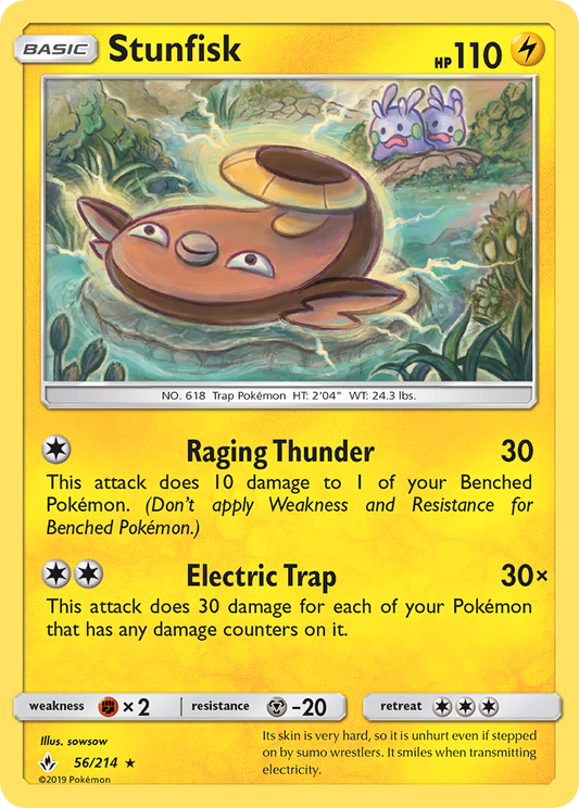 Stunfisk 56/214 Rare | Unbroken Bonds | Pokemon Card