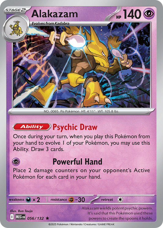 Alakazam 56/132 Rare | Mega Evolution | Pokemon Card