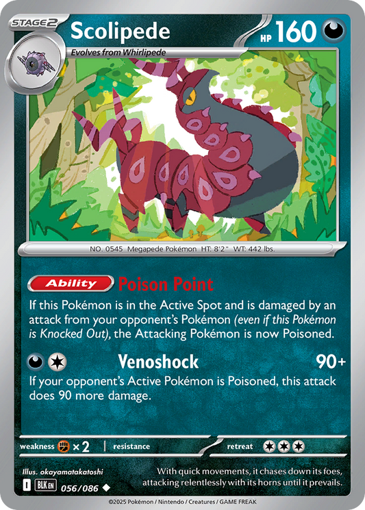 Scolipede 56/86 Uncommon | Black Bolt | Pokemon Card