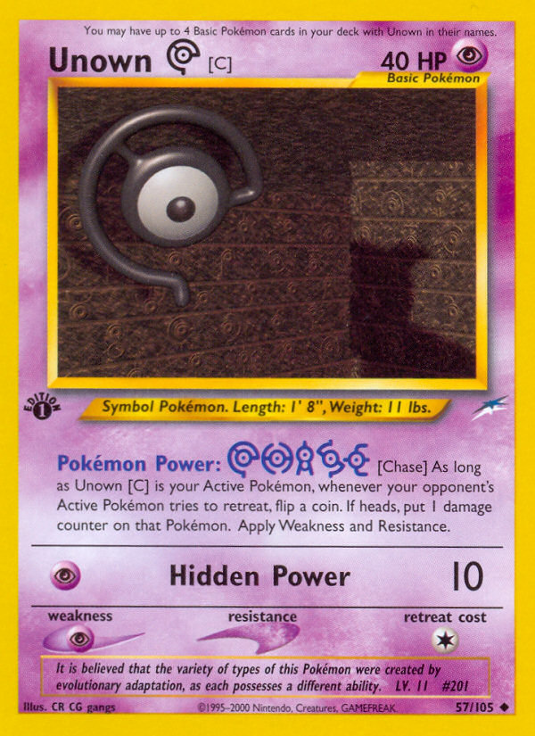 Unown [C] 57/105 Uncommon | Neo Destiny | Pokemon Card