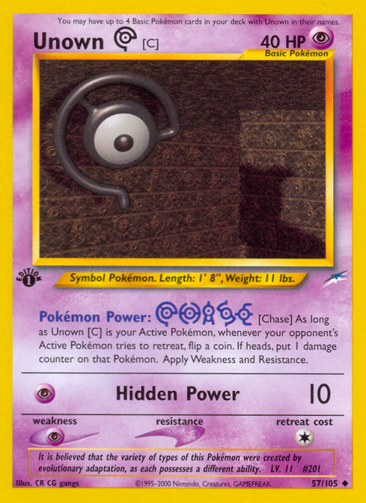 Unown [C] 57/105 Uncommon | Neo Destiny | Pokemon Card