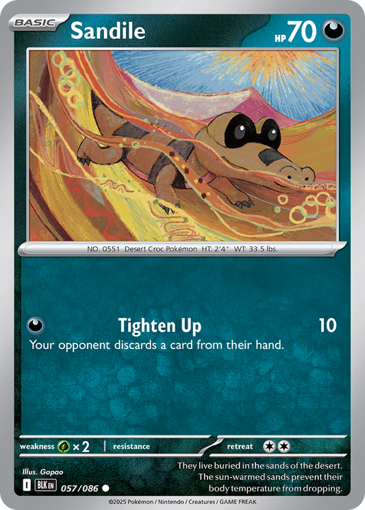 Sandile 57/86 Common | Black Bolt | Pokemon Card