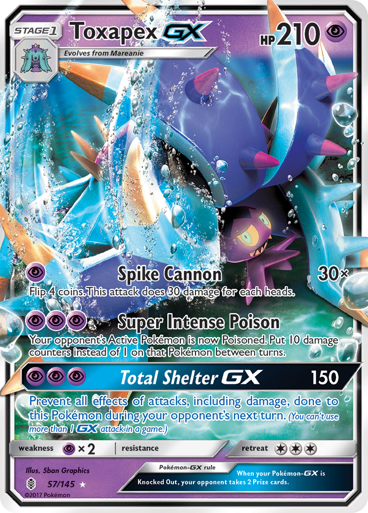 Toxapex-GX 57/145 Rare Holo GX | Guardians Rising | Pokemon Card