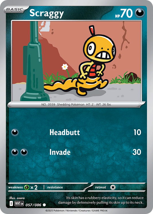 Scraggy 57/86 Common | White Flare | Pokemon Card